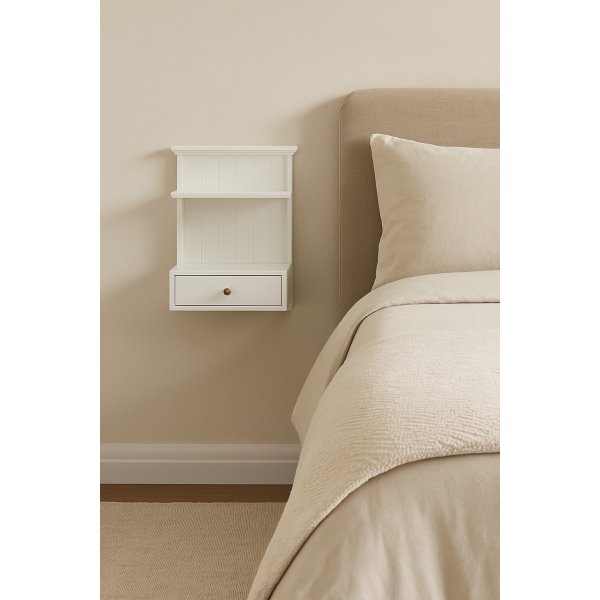 Linnea sengebord vegghengt - Hvit + Flekkfjerner for mbler