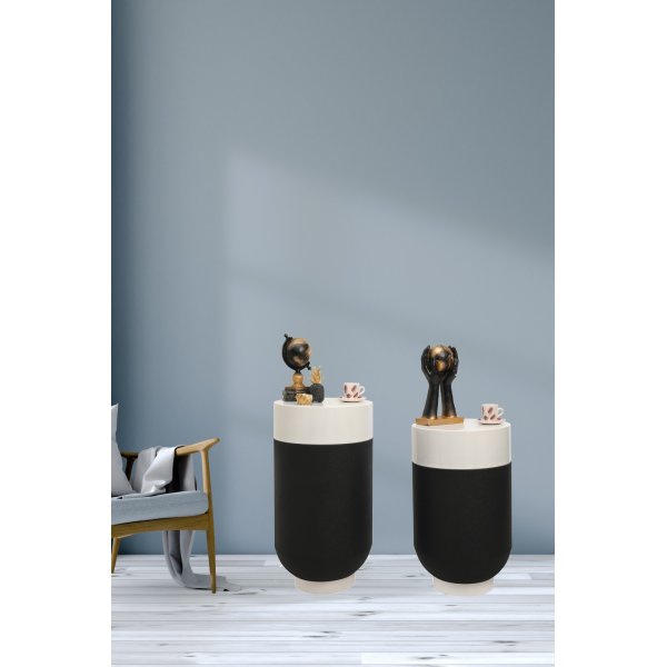 Bud sidebordsett 40/40 cm - Sort/hvit