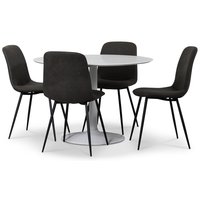 Seat spisegruppe, rundt spisebord med 4 stk Smokey spisestoler - Hvit/Vintage Seat spisegruppe, rundt spisebord med 4 stk Smokey spisestoler - Hvit/Vintage