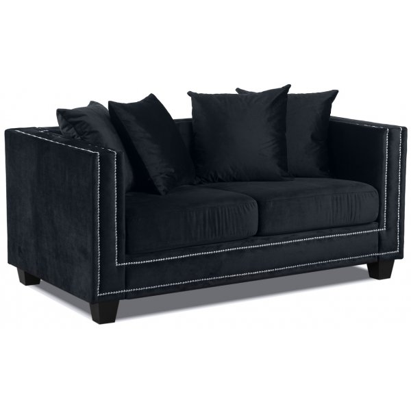 Temple Double Deco 2-seters sofa - Svart Fresh 17/silver nagler