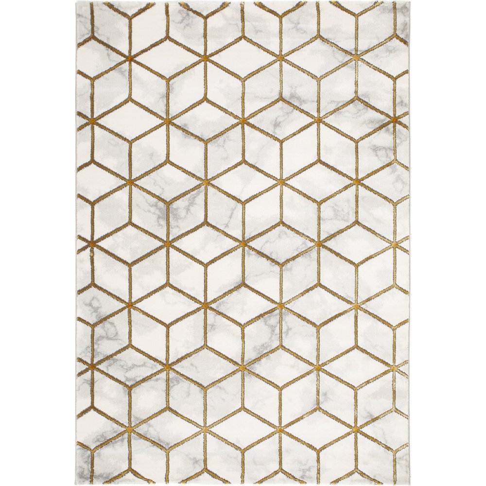 Diamond Cube Gold - 240x340 cm - Maskinvevde tepper, Tepper