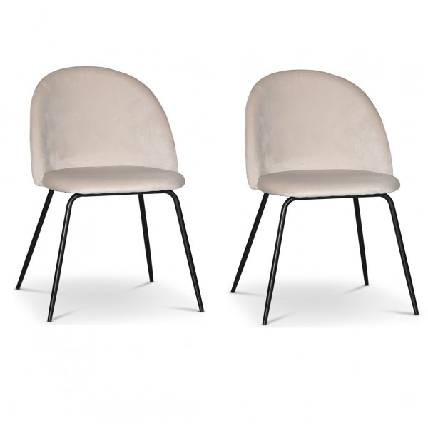 Giovani Velvet stol - Lysbeige/svart