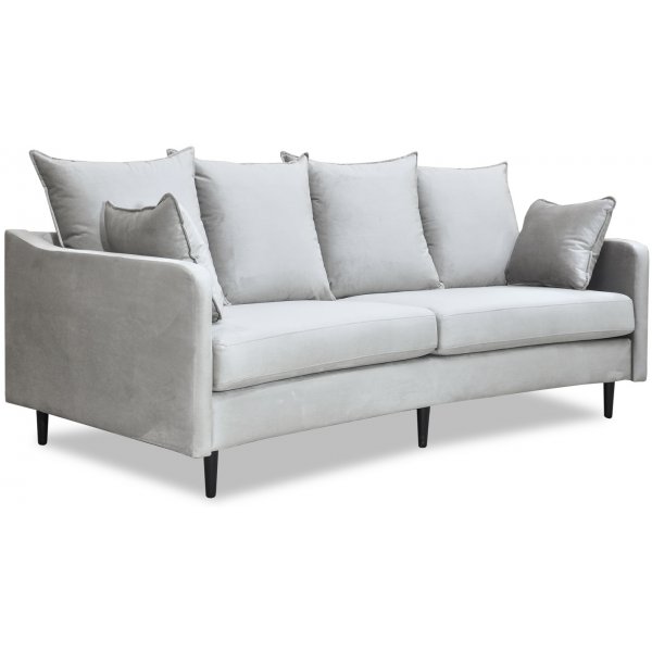 Gotland 3-seter buet sofa - Lysegrå fløyel Gotland 3-seter buet sofa - Lysegrå fløyel