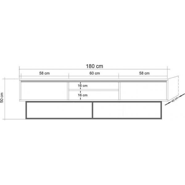 Rodez mediebenk, 180 cm - Valnøtt/svart Rodez mediebenk, 180 cm - Valnøtt/svart