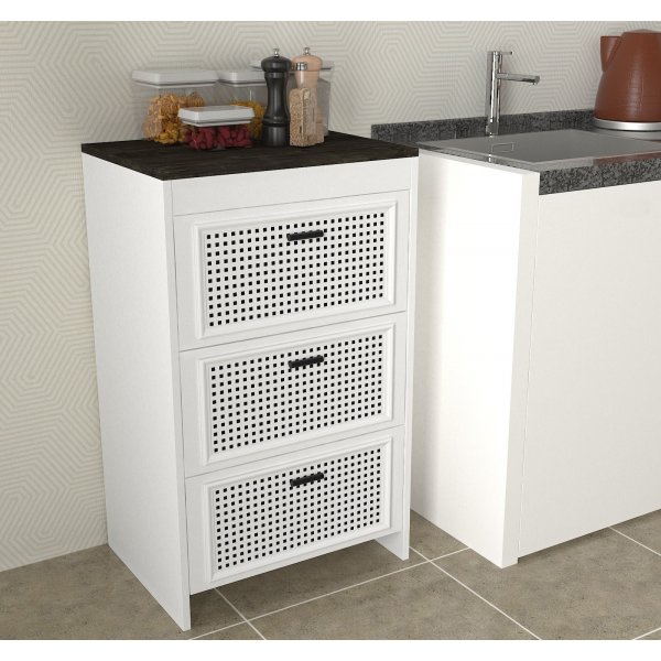 Ferdig kommode - Hvit/mrk brun