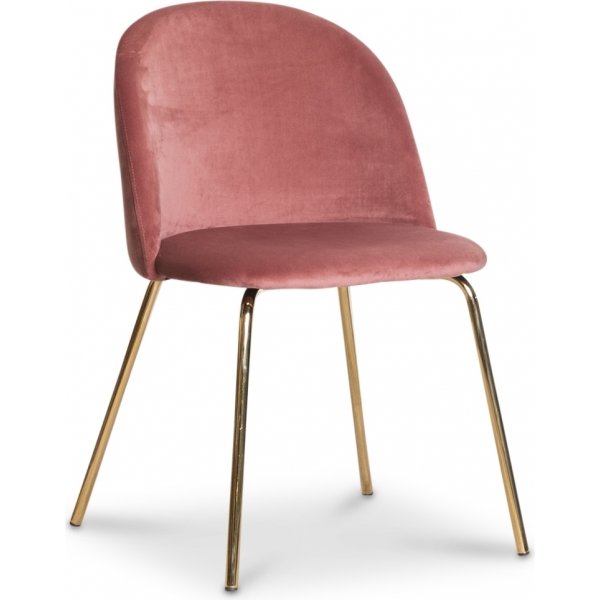 Giovani velvet stol - Korallrosa / Messing