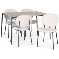 Lokrume spisegruppe Ø120 cm bord i lyst tre + 4 stk Tofta beige stoler Lokrume spisegruppe Ø120 cm bord i lyst tre + 4 stk Tofta beige stoler