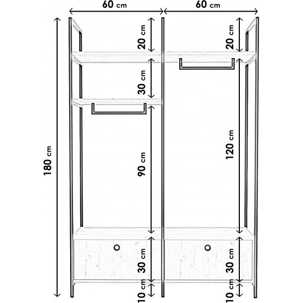 Limbo hallmøbler 638 - Eik/sort Limbo hallmøbler 638 - Eik/sort