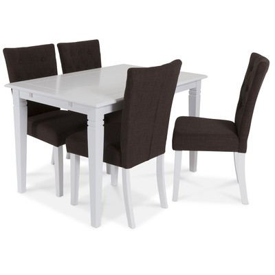 Sandhamn spisegruppe 120 cm bord med 4 Crocket stoler i Brunt stoff