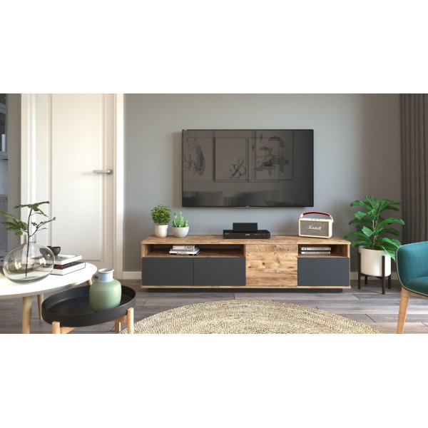 Future mediebenk 5 - Furu/antrasitt