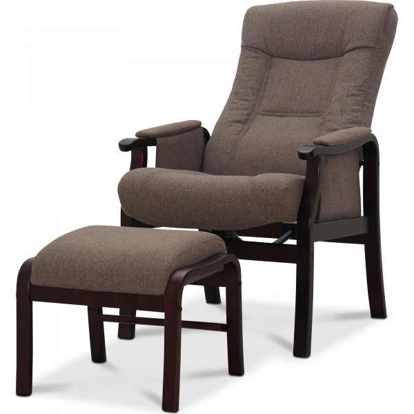 Bergen lenestol med fotskammel - Brunt stoff Bergen lenestol med fotskammel - Brunt stoff