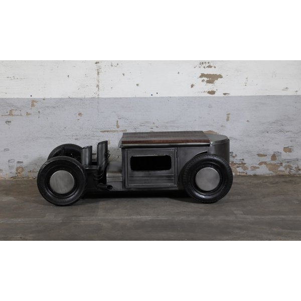 Vintage Bil salongbord med vinstativ - Metall/mango