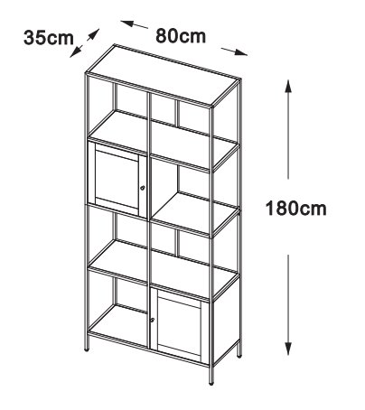 Billy svart metall bokhylle - 180x80 cm Billy svart metall bokhylle - 180x80 cm