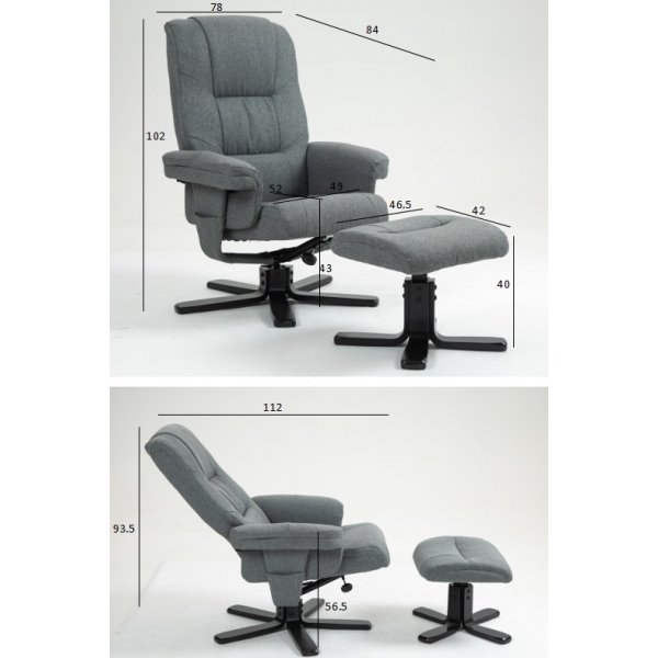 Lenestol med fotskammel gr - Oslo