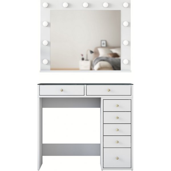 Bijou sminkebord 17 - 90 x 44,5 cm - Hvit Bijou sminkebord 17 - 90 x 44,5 cm - Hvit