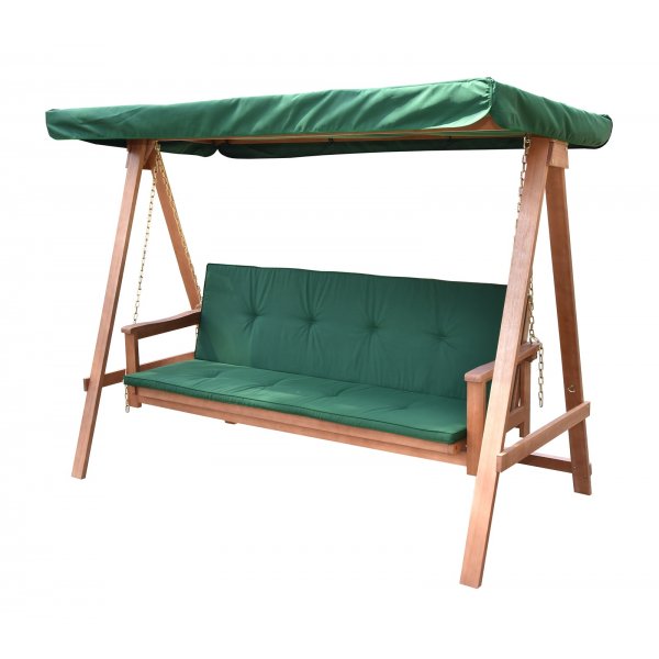 Sammenleggbar hengekøye i tre med grønt tak Sammenleggbar hengekøye i tre med grønt tak