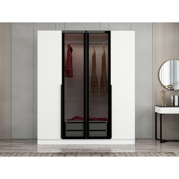 Cikani garderobe 180x52x210 cm - Hvit/fume Cikani garderobe 180x52x210 cm - Hvit/fume