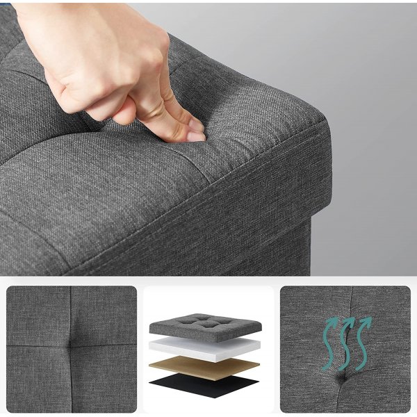 Idris puff med oppbevaring - Mørkegrå Idris puff med oppbevaring - Mørkegrå