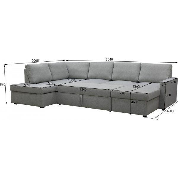 U sofa sovesofa grå - Tärnö + Flekkfjerner for møbler U sofa sovesofa grå - Tärnö + Flekkfjerner for møbler