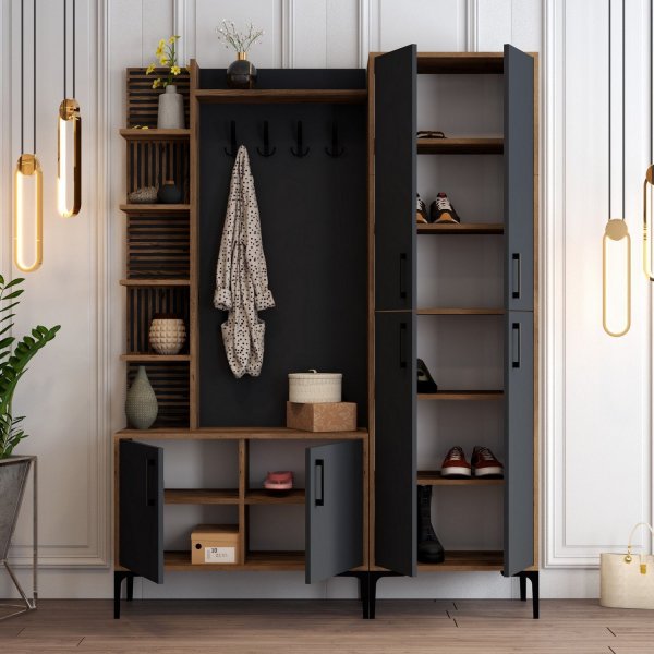 Viyana gangmøbel, 150 cm - Valnøtt/antrasitt Viyana gangmøbel, 150 cm - Valnøtt/antrasitt