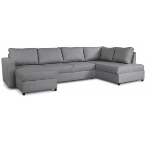 Tärnö Grå Sovesofa / U-formet sofa - Høyre + Møbelpleiesett for tekstiler