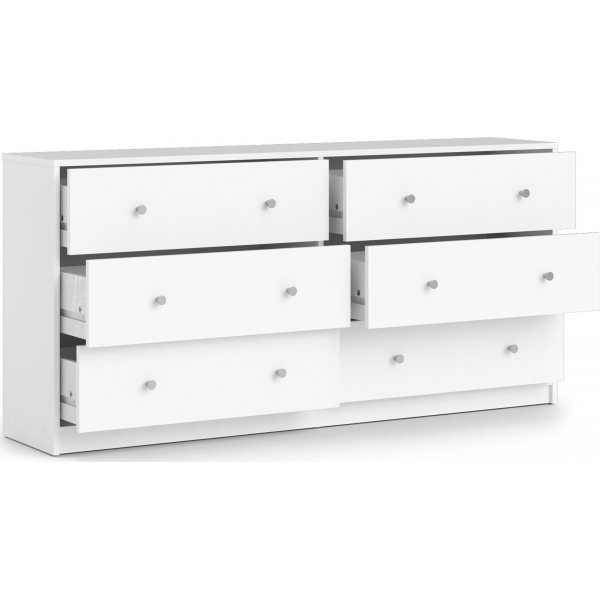 Kommode hvit med 6 skuffer 143 cm bred Kommode hvit med 6 skuffer 143 cm bred