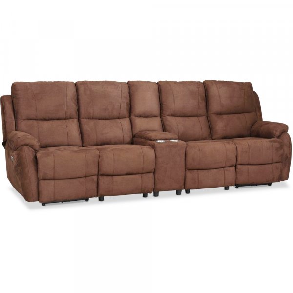 Enjoy Hollywood reclinersofa - 4-seters (elektrisk) i brunt mikrofiberstoff