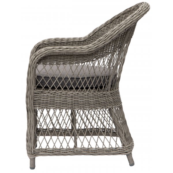 Utendørs lenestol i grå syntetisk rotting med pute Utendørs lenestol i grå syntetisk rotting med pute