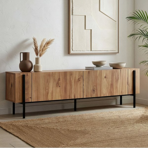 TV-stativ Nemming 180 cm - Atlantic Pine/Svart