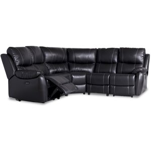 Enjoy Chicago recliner- hjrnesofa - 4-seter (el) i svart kunstskinn