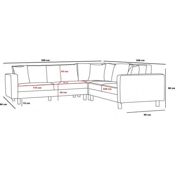 Berlin hjørnesofa - Kremhvit/gull Berlin hjørnesofa - Kremhvit/gull