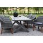 Oxford utendrs spisegruppe: grtt bord 220 cm, inkludert 6 stk. Valetta lenestoler i gr kunstrotting