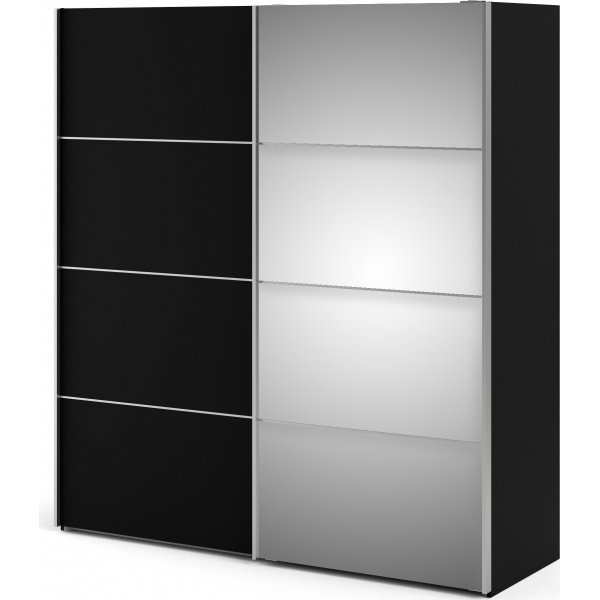 Verona garderobe med speildr - Sort