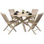Salt utespisegruppe, rundt bord p 120 cm med 4 spisestoler - Gr teak