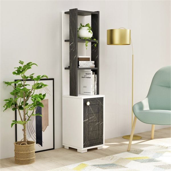 Canard bokhylle - Hvit/svart marmor