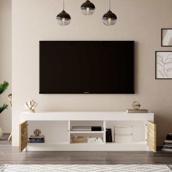 Luvio mediebenk 12 - Eik/hvit Luvio mediebenk 12 - Eik/hvit