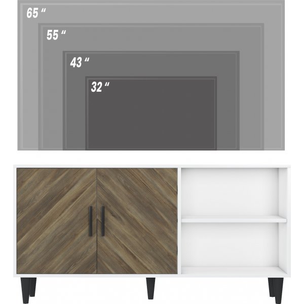 Fiorita mediabenk - Hvit/valnøtt Fiorita mediabenk - Hvit/valnøtt