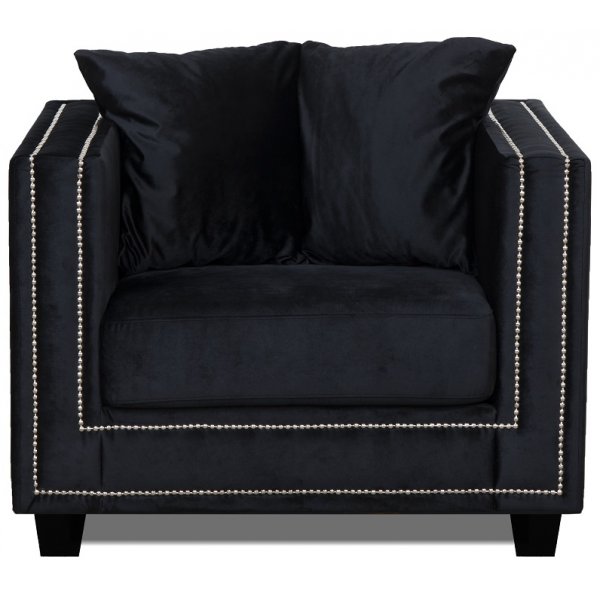 Tempel Dobbel Deco Lenestol - Svart Frisk 17/Slv Nagler