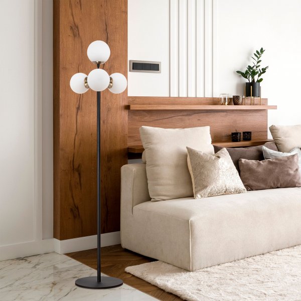 Akkas gulvlampe, opal - Svart