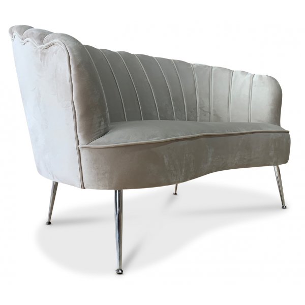 Snäckan 2-seter sofa - Gråbeige fløyel / Krom Snäckan 2-seter sofa - Gråbeige fløyel / Krom
