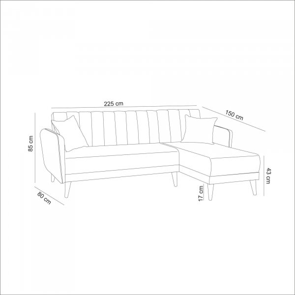 Aqua divansovesofa, høyre - Mørkegrå Aqua divansovesofa, høyre - Mørkegrå