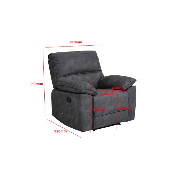 Coventry hvilestol med manuell mekanisme - Grå mikrofiber + Møbelføtter Coventry hvilestol med manuell mekanisme - Grå mikrofiber + Møbelføtter