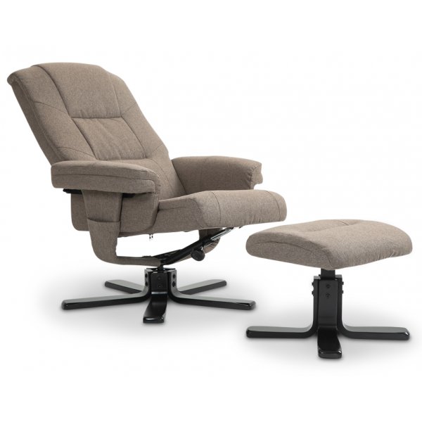 Oslo hvilestol med krakk i mørk beige stoff Oslo hvilestol med krakk i mørk beige stoff