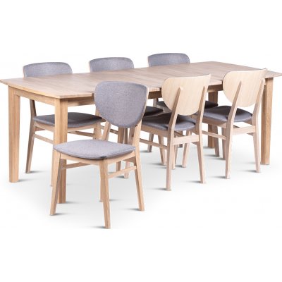 Kivik spisebord 160-210x90 cm med 6 Fr stoler