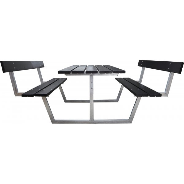 Rustikk benksett med ryggstøtte - Sort Rustikk benksett med ryggstøtte - Sort