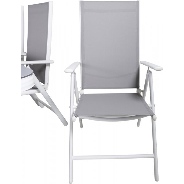 Virya uteservering med 6 Break-stoler - Grå/Hvit Virya uteservering med 6 Break-stoler - Grå/Hvit