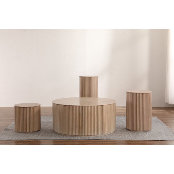 Sylinder rundt salongbord 100 cm - Whitewash