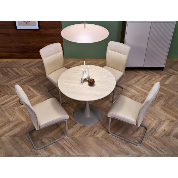 Spisebord rundt 90 cm beige travertin