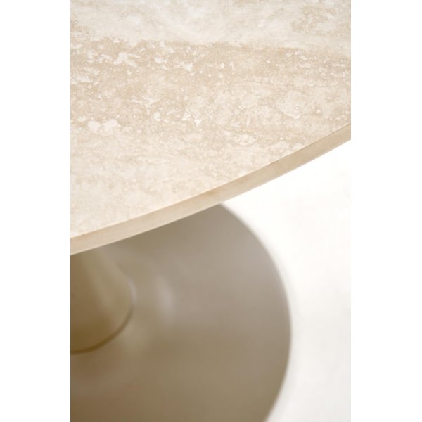 Spisebord rundt 90 cm beige travertin