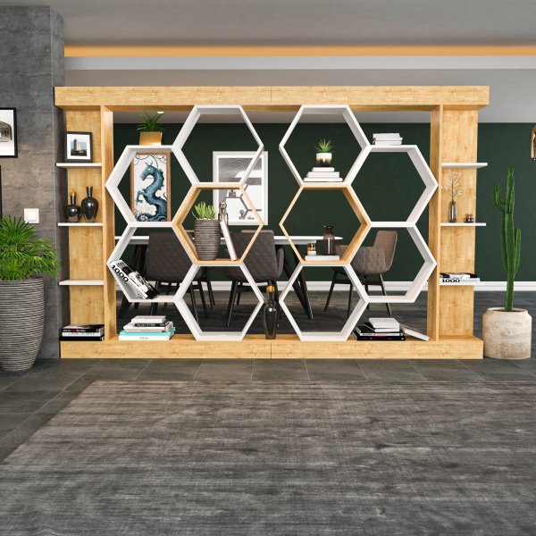 Sueno bokhylle - Hvit/eik Sueno bokhylle - Hvit/eik